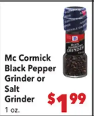 Vallarta Supermarkets Mc Cormick Black Pepper Grinder or Salt Grinder offer