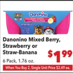 Vallarta Supermarkets Danonino Mixed Berry, Strawberry or Straw-Banana offer