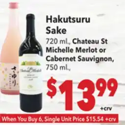 Vallarta Supermarkets Hakutsuru Sake offer