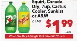 Vallarta Supermarkets Squirt, Canada Dry, 7up, Cactus Cooler, Sunkist or A & W offer