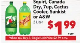 Vallarta Supermarkets Squirt, Canada Dry, 7up, Cactus Cooler, Sunkist or A & W offer
