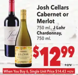 Vallarta Supermarkets Josh Cellars Cabernet or Merlot offer