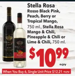 Vallarta Supermarkets Stella Rosa Rosso Black Pink, Peach, Berry or Tropical Mango offer
