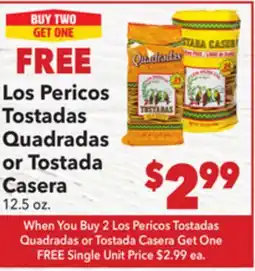 Vallarta Supermarkets Los Pericos Tostadas Quadradas or Tostada Casera offer