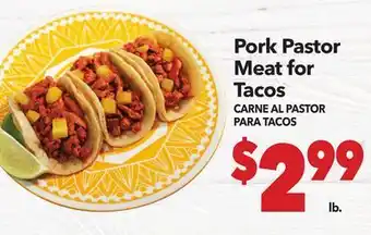 Vallarta Supermarkets Pork Pastor Meat for Tacos / CARNE AL PASTOR PARA TACOS offer