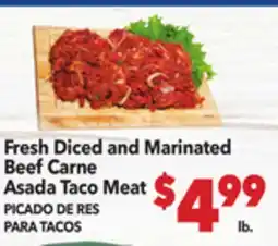 Vallarta Supermarkets Fresh Diced and Marinated Beef Carne Asada Taco Meat / PICADO DE RES PARA TACOS offer