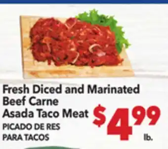 Vallarta Supermarkets Fresh Diced and Marinated Beef Carne Asada Taco Meat / PICADO DE RES PARA TACOS offer