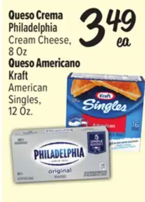 El Super Philadelphia Cream Cheese, 8 Oz Queso Americano Kraft American Singles, 12 Oz offer