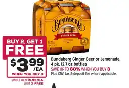 Grocery Outlet Bundaberg Ginger Beer or Lemonade pk 12.7 oz bottles offer