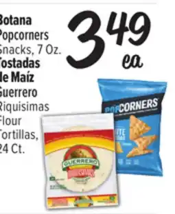 El Super Popcorners Snacks, 7 Oz., Guerrero Riquisimas Flour Tortillas, 24 Ct offer