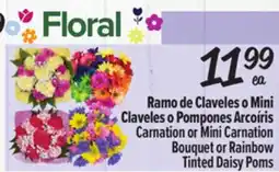 El Super Claveles Arcoíris Carnation or Mini Carnation Bouquet or Rainbow Tinted Daisy Poms offer