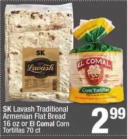 Super King Markets SK Lavash Traditional Armenian Flat Bread, 16 oz., or El Comal Corn Tortillas, 70 ct offer