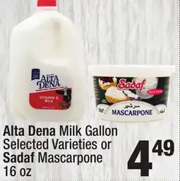 Super King Markets Alta Dena Milk Gallon or Sadaf Mascarpone offer