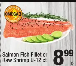 Super King Markets Salmon Fish Fillet or Raw Shrimp U-12 ct offer