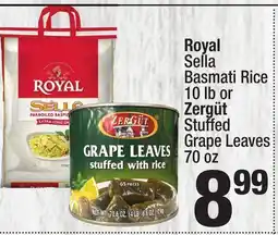 Super King Markets Royal Sella Basmati Rice., 10 lb or Zergüt Stuffed Grape Leaves., 70 oz offer