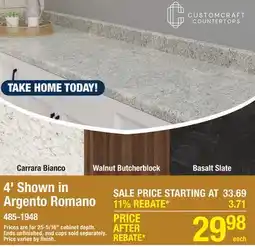 Menards 4' Shown in Argento Romano offer