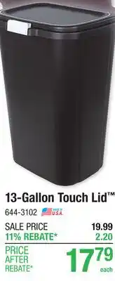 Menards 13-Gallon Touch Lid offer