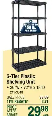 Menards 5-Tier Plastic Shelving Unit offer