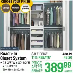 Menards Reach-In Closet System offer