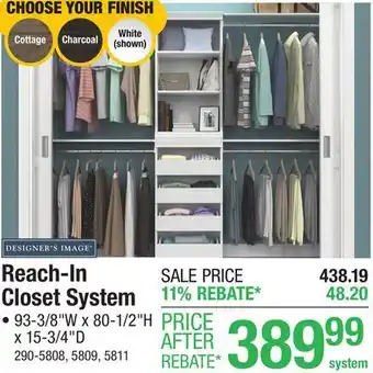 Menards Reach-In Closet System offer