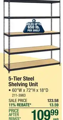 Menards 5-Tier Steel Shelving Unit offer