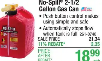 Menards No-Spill 2-1/2 Gallon Gas Can offer