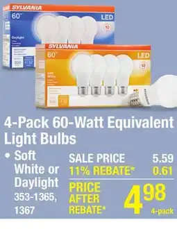 Menards 4-Pack 60-Watt Equivalent Light Bulbs offer