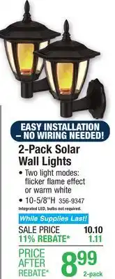 Menards 2-Pack Solar Wall Lights offer
