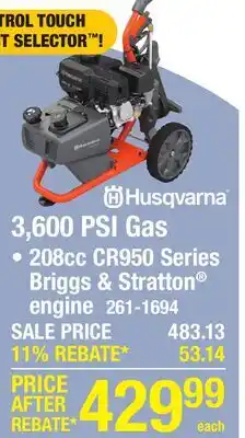 Menards 3,600 PSI Gas Pressure Washers offer