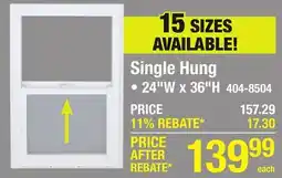 Menards Single Hung offer