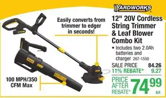 Menards 12 20V Cordless String Trimmer & Leaf Blower Combo Kit offer