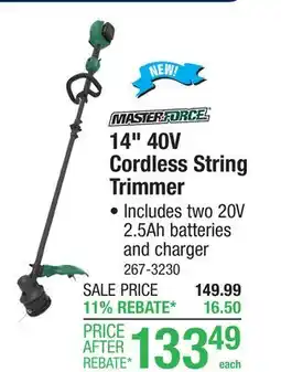 Menards 14 40V Cordless String Trimmer offer