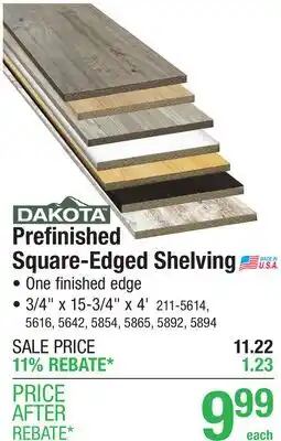 Menards Prefinished Square-Edged Shelving offer