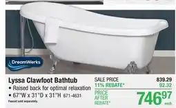 Menards Lyssa Clawfoot Bathtub offer