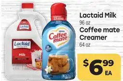 Tony’s Fresh Market Lactaid Milk 96 oz, Coffee mate Creamer 64 oz offer