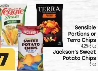 Tony’s Fresh Market Sensible Portions or Terra Chips, 4.25-5 oz Jackson's Sweet Potato Chips, 5 oz offer