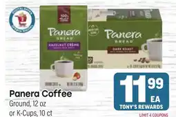 Tony’s Fresh Market Panera Coffee offer