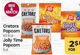 Tony’s Fresh Market Cretors Popcorn 4.5-8 oz, Jolly Time Popcorn, 6 ct offer