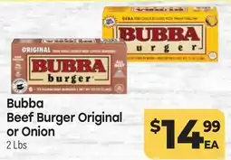 Tony’s Fresh Market Bubba Beef Burger Original or Onion offer