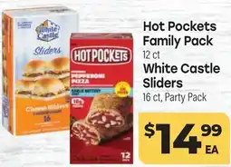Tony’s Fresh Market Hot Pockets Family Pack 12 ct, White Castle Sliders 16 ct, Party Pack offer