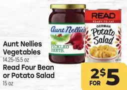 Tony’s Fresh Market Aunt Nellies Vegetables, 14.25-15.5 oz, Read Four Bean or Potato Salad, 15 oz offer