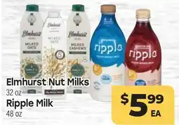 Tony’s Fresh Market Elmhurst Nut Milks 32 oz, Ripple Milk 48 oz offer