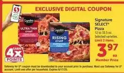Safeway Signature SELECT Pizza offer