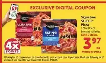 Safeway Signature SELECT Pizza offer