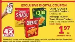 Safeway Cheez-It, Snap'd or Puff'd Crackers & Kellogg's Club or Town House Crackers offer