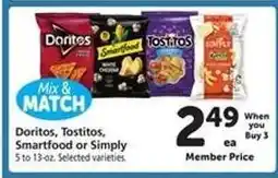 Safeway Doritos, Tostitos, Smartfood or Simply offer