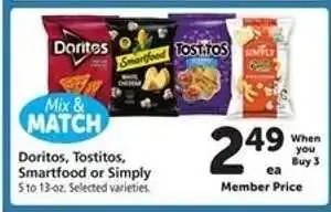Safeway Doritos, Tostitos, Smartfood or Simply offer