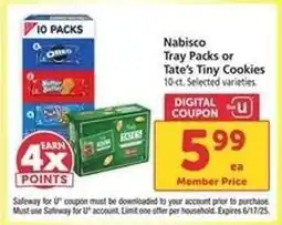 Safeway Nabisco Tray Packs or Tate’s Tiny Cookies offer