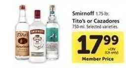 Safeway Smirnoff, Tito's or Cazadores offer