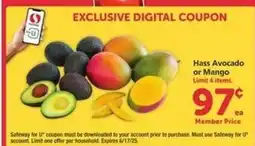 Safeway Hass Avocado or Mango offer
